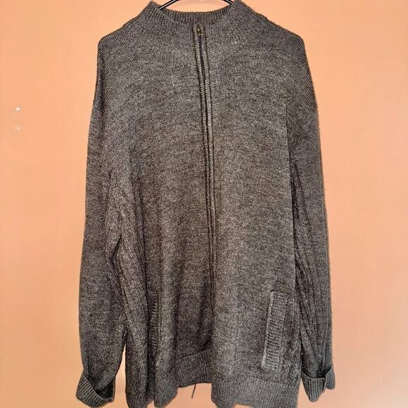 Harbor Bay Men's Brown Full Zip Mock Collar Sweater - XLT - Picture 4 of 7